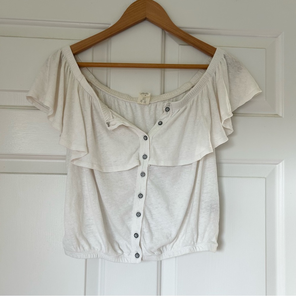 Free People We the Free white ruffle flowy top
